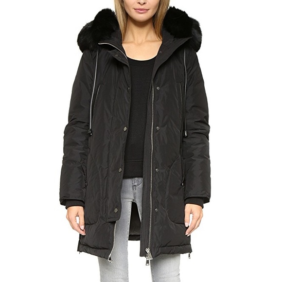 Vince Jackets & Blazers - Black Fur Trim Parka